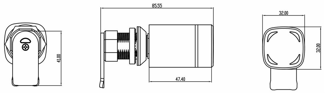 Camlock with E-Cylinder Drawing