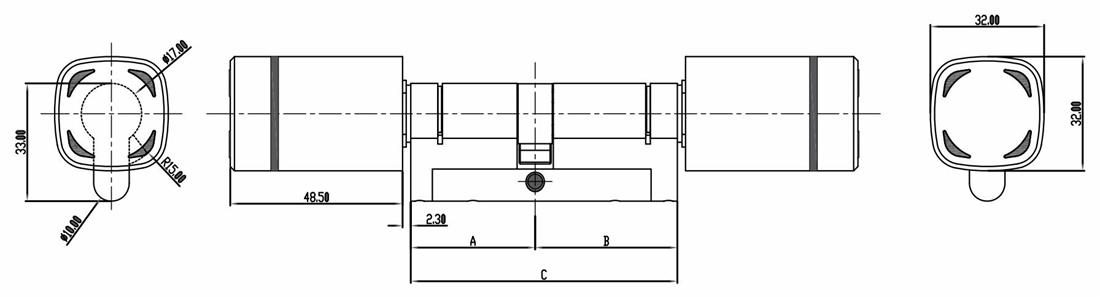 european profile double cylinder drawing